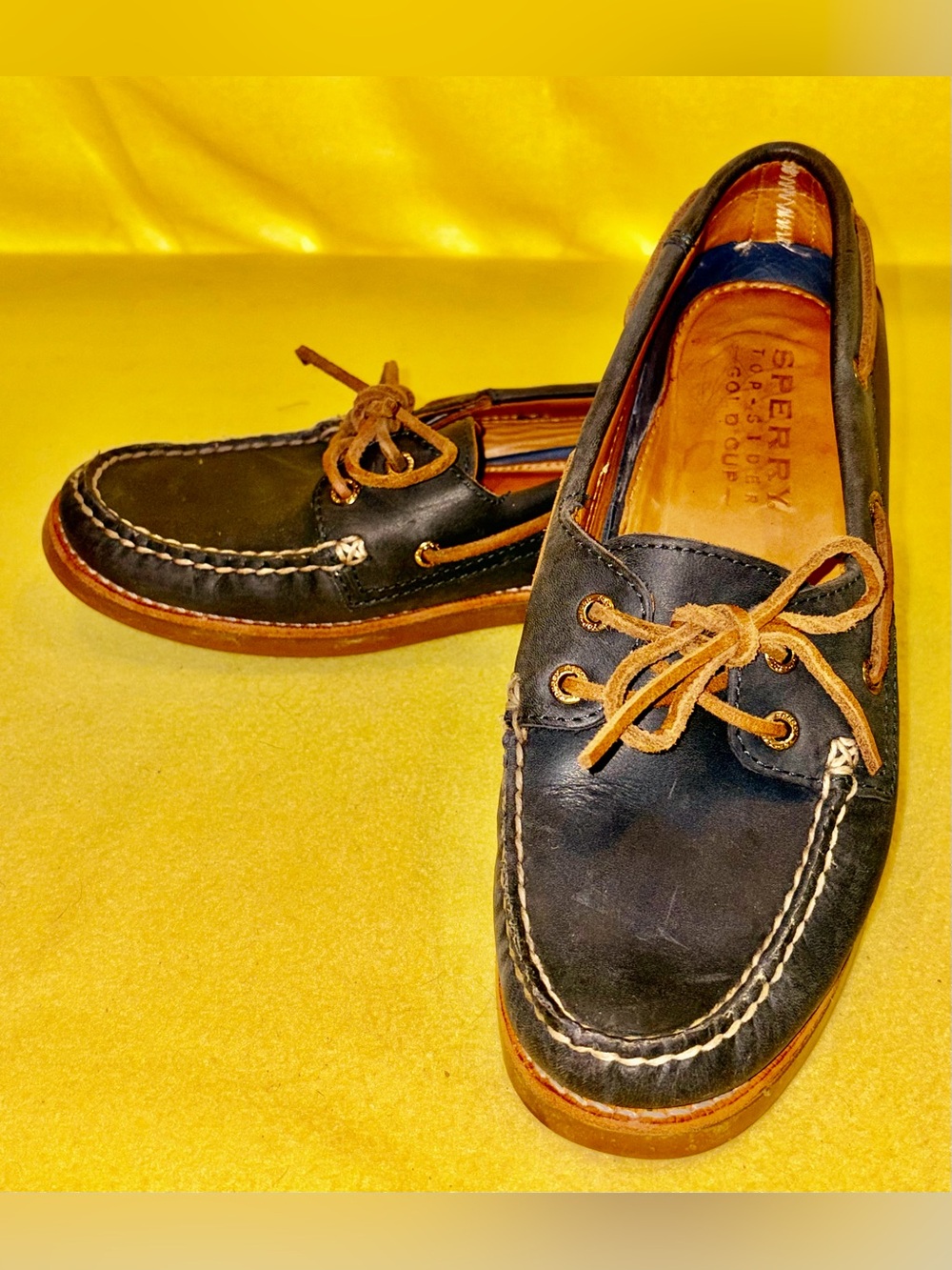 Sperry Top-Sider Gold Cup Luxury Blue Leather Boat Shoes Sz 8.5 M
